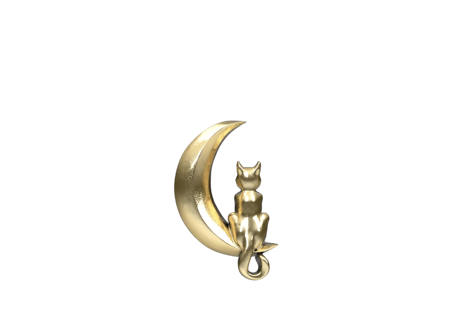 Premium Anatometal 18 Karaats Gouden Cat Moon - Threadless Top